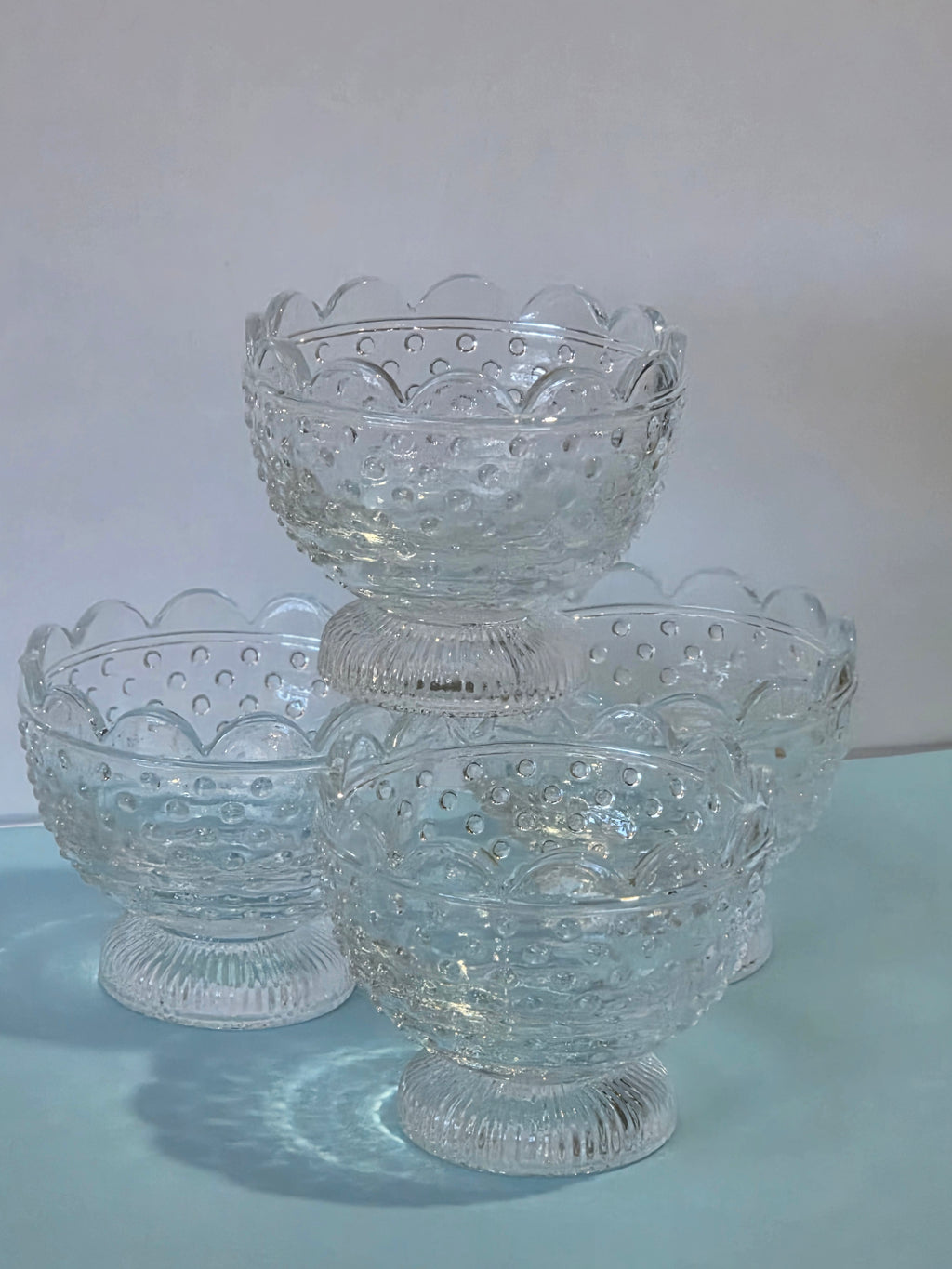 The Sunday Table — Hobnail Glass Compote Set of 4