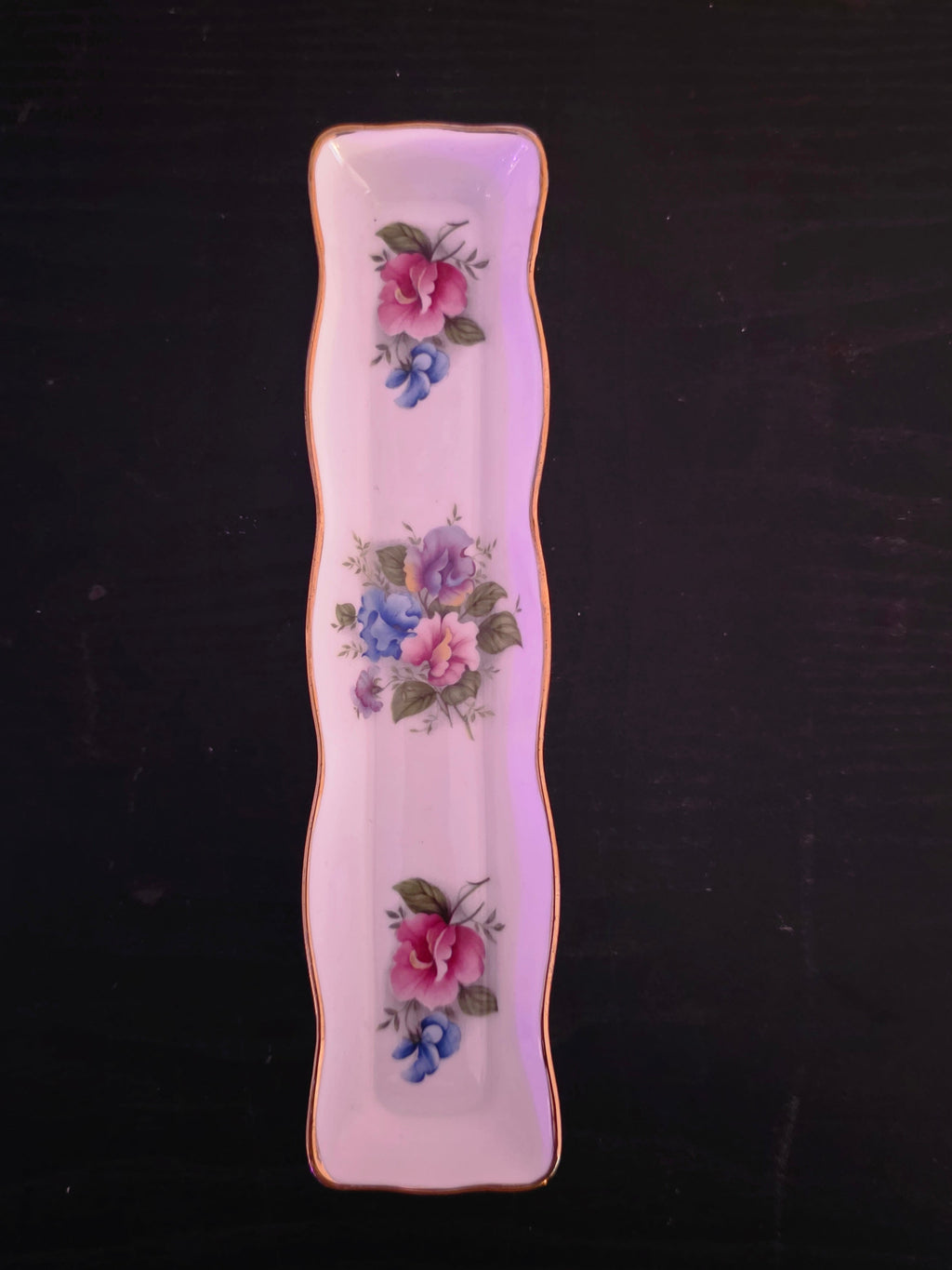 Delicately Painted Floral Bone China Tray