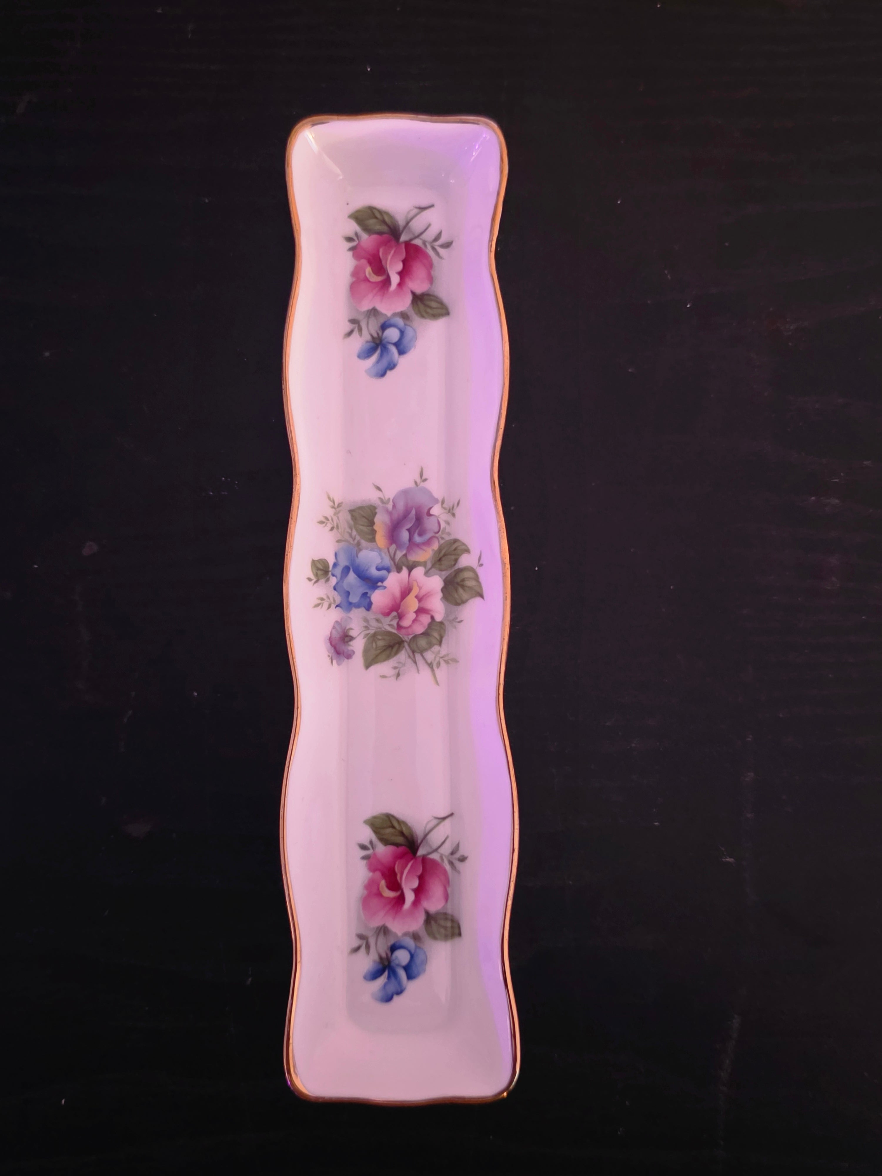 Delicately Painted Floral Bone China Tray