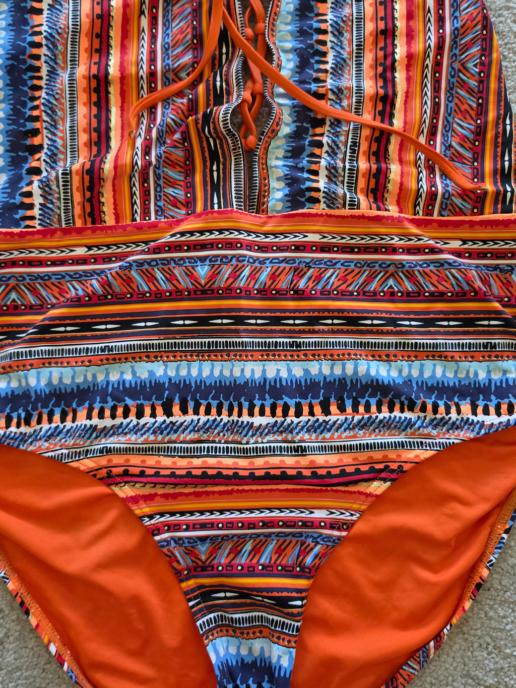 Solstice Ritual — Tribal Lace-Up One-Piece Swimsuit