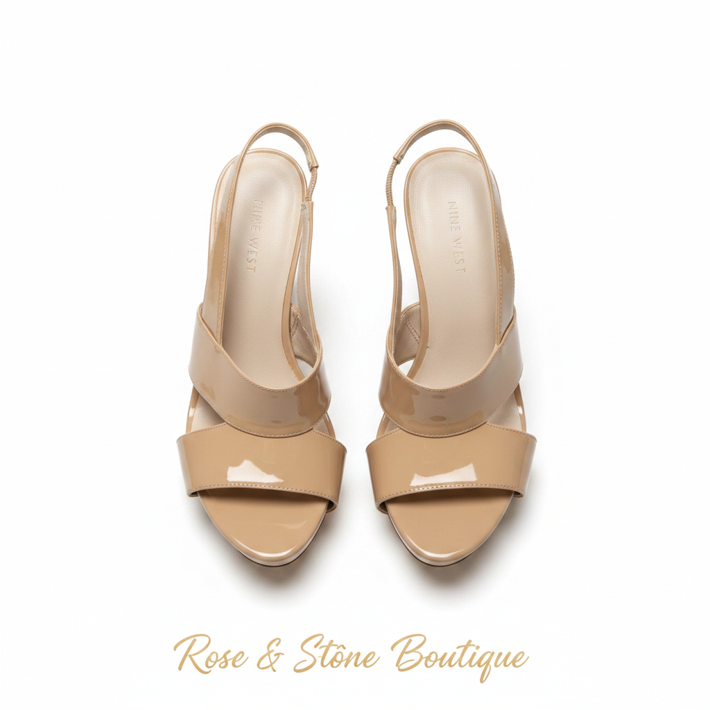 The Nude Awakening — Nine West Patent Cork Slingback Heel