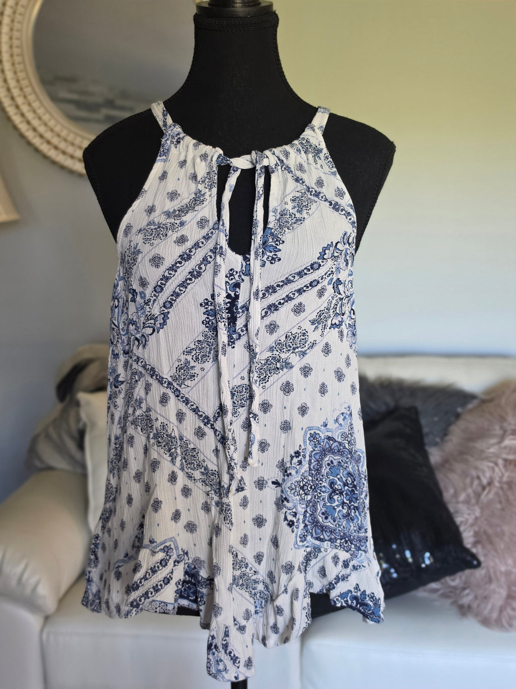 Maurices Boho Paisley Halter — Navy Blue Dream | Size L