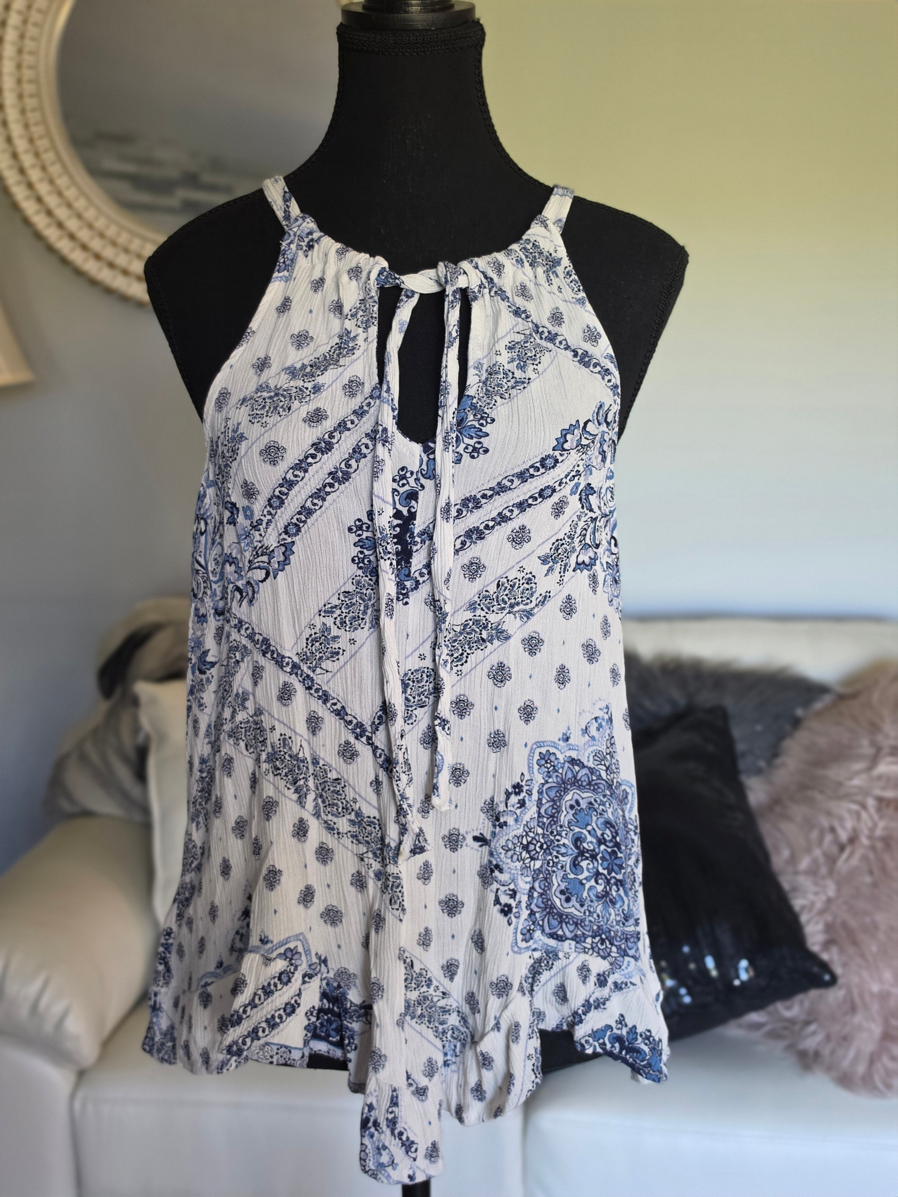 Maurices Boho Paisley Halter — Navy Blue Dream | Size L