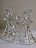 Starburst Pressed Glass Double Candelabra