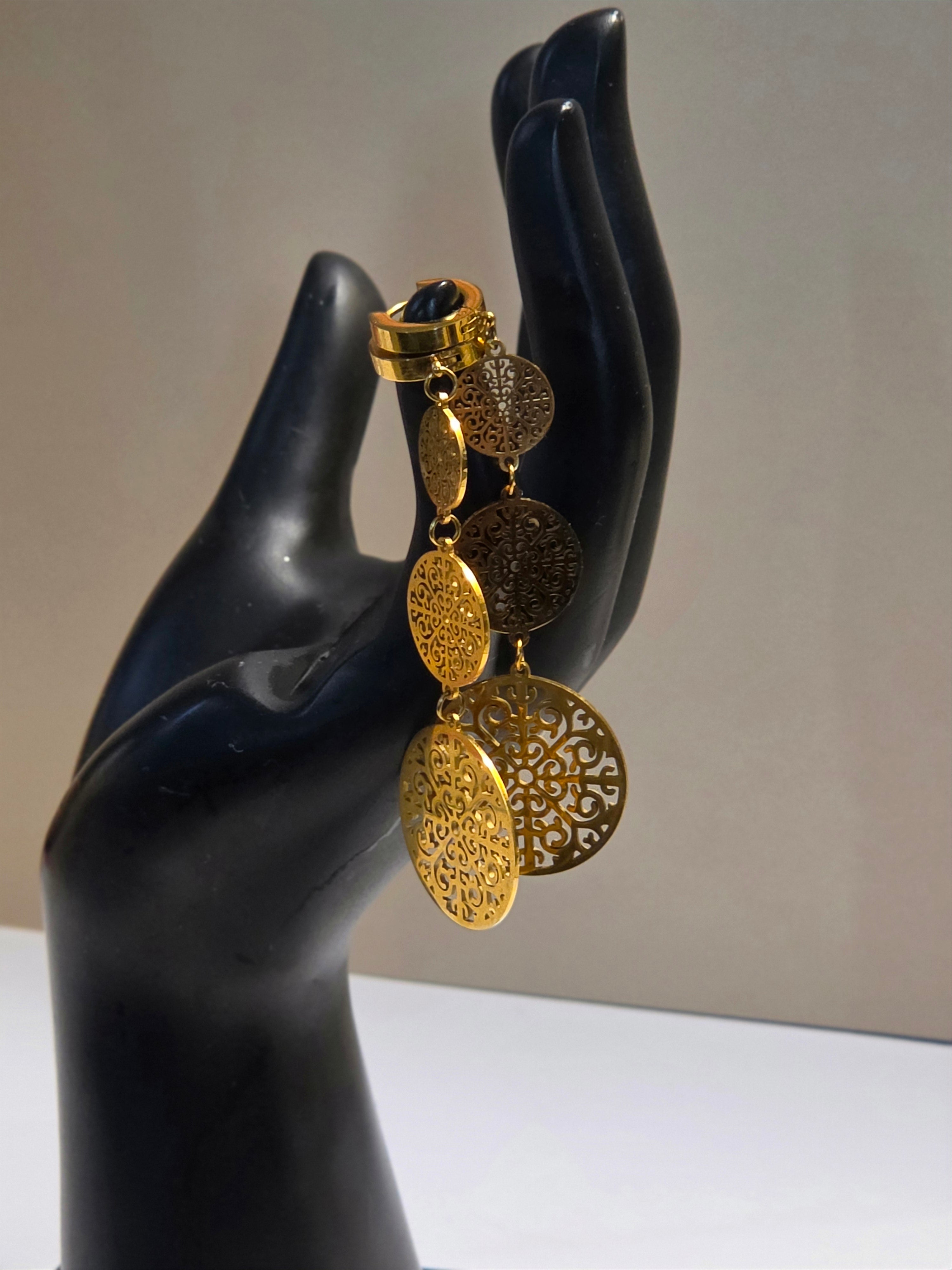 Golden Reverie — Cascading Filigree Medallion Drop Earrings