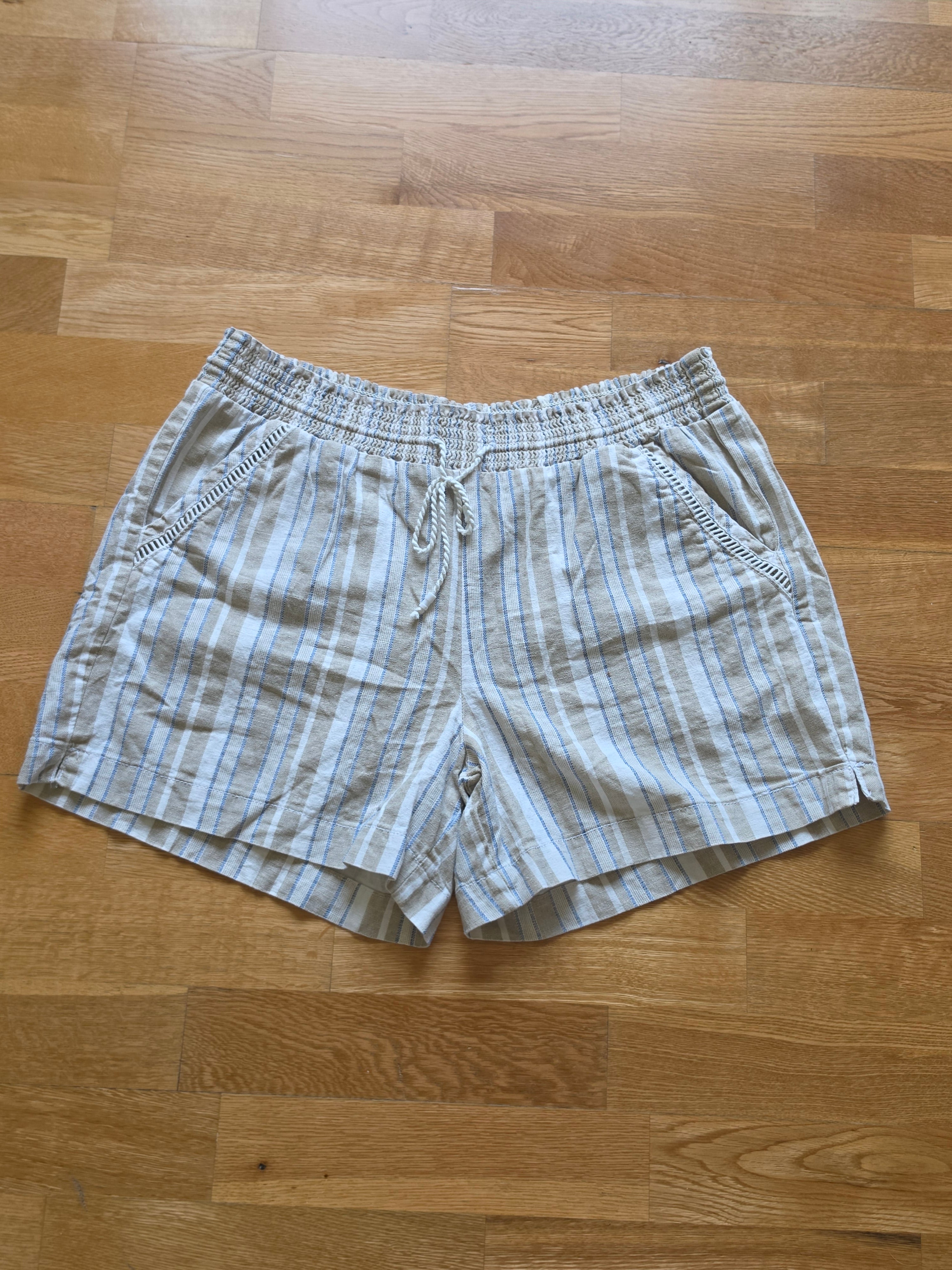The Lazy Sunday Linen Short — Briggs New York Striped Smocked Waist