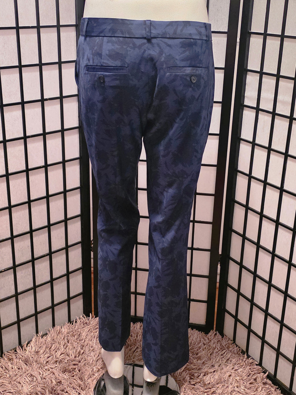 Navy Jacquard Trousers - Banana Republic