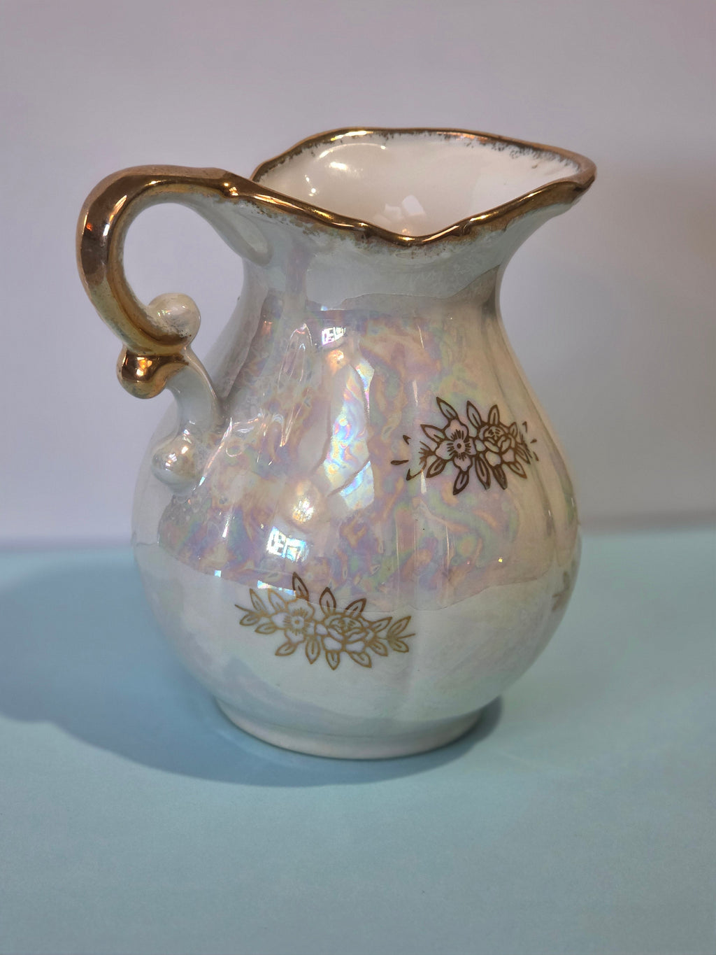 The Homestead Pitcher — Vintage Japanese Lusterware with Currier & Ives Spring Pastoral Scene