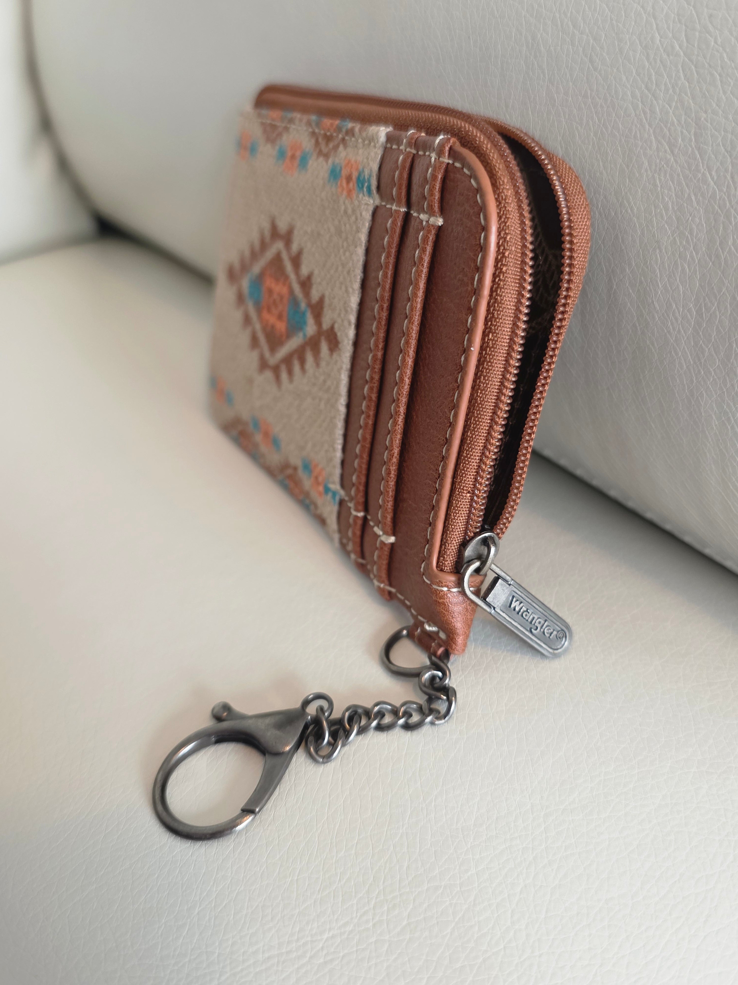 Southwestern Aztec Wallet - Zip-Around Wallet with Chain