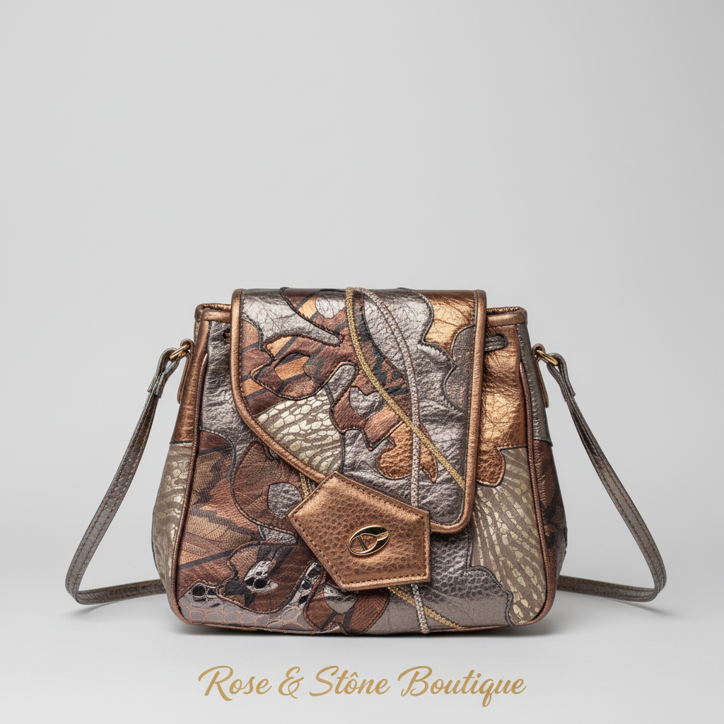 The Bronzed Relic — Patchwork Metallic Leather Crossbody