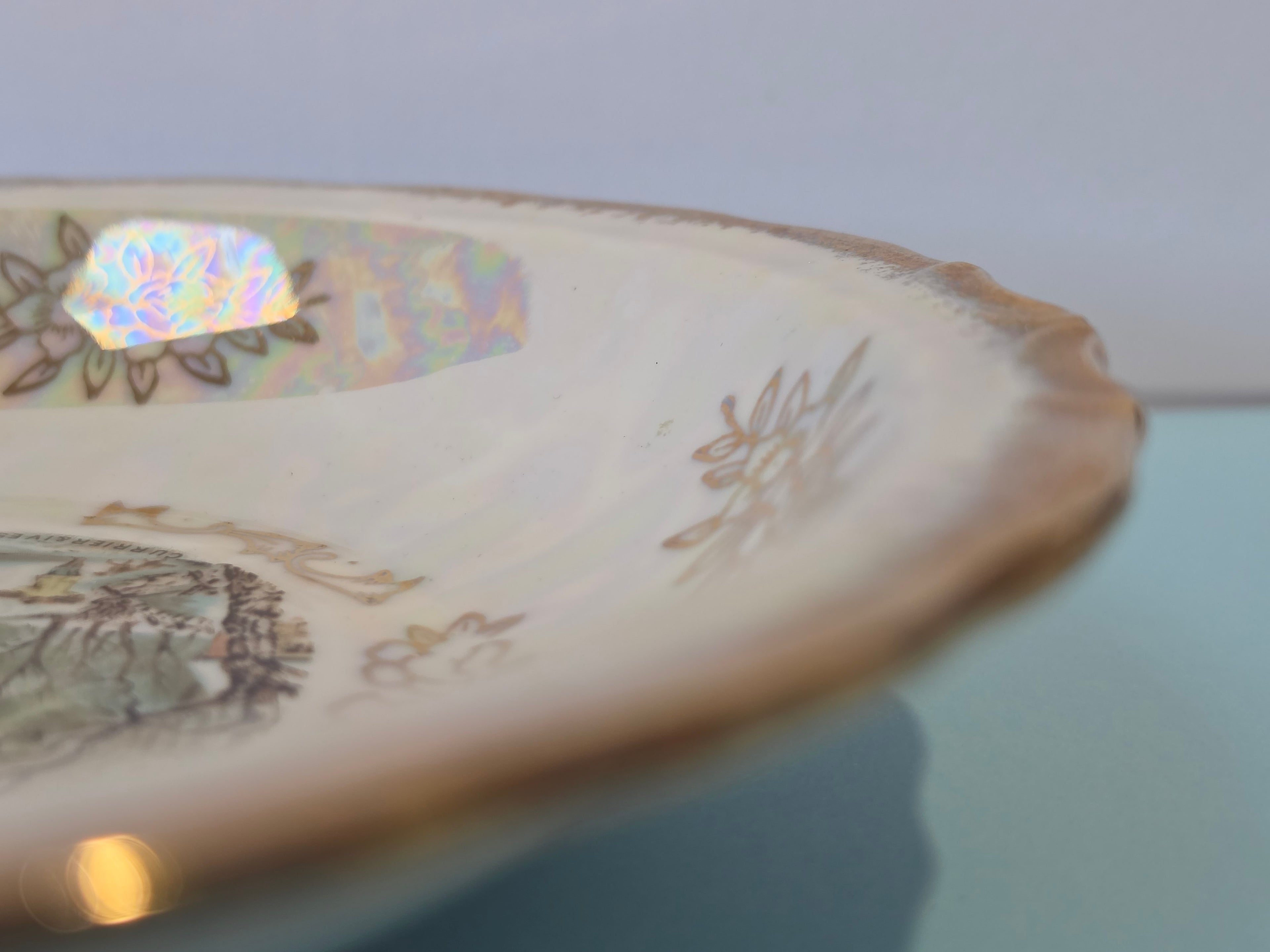 The Homestead Basin — Vintage Japanese Lusterware with Currier & Ives Winter Pastoral Scene