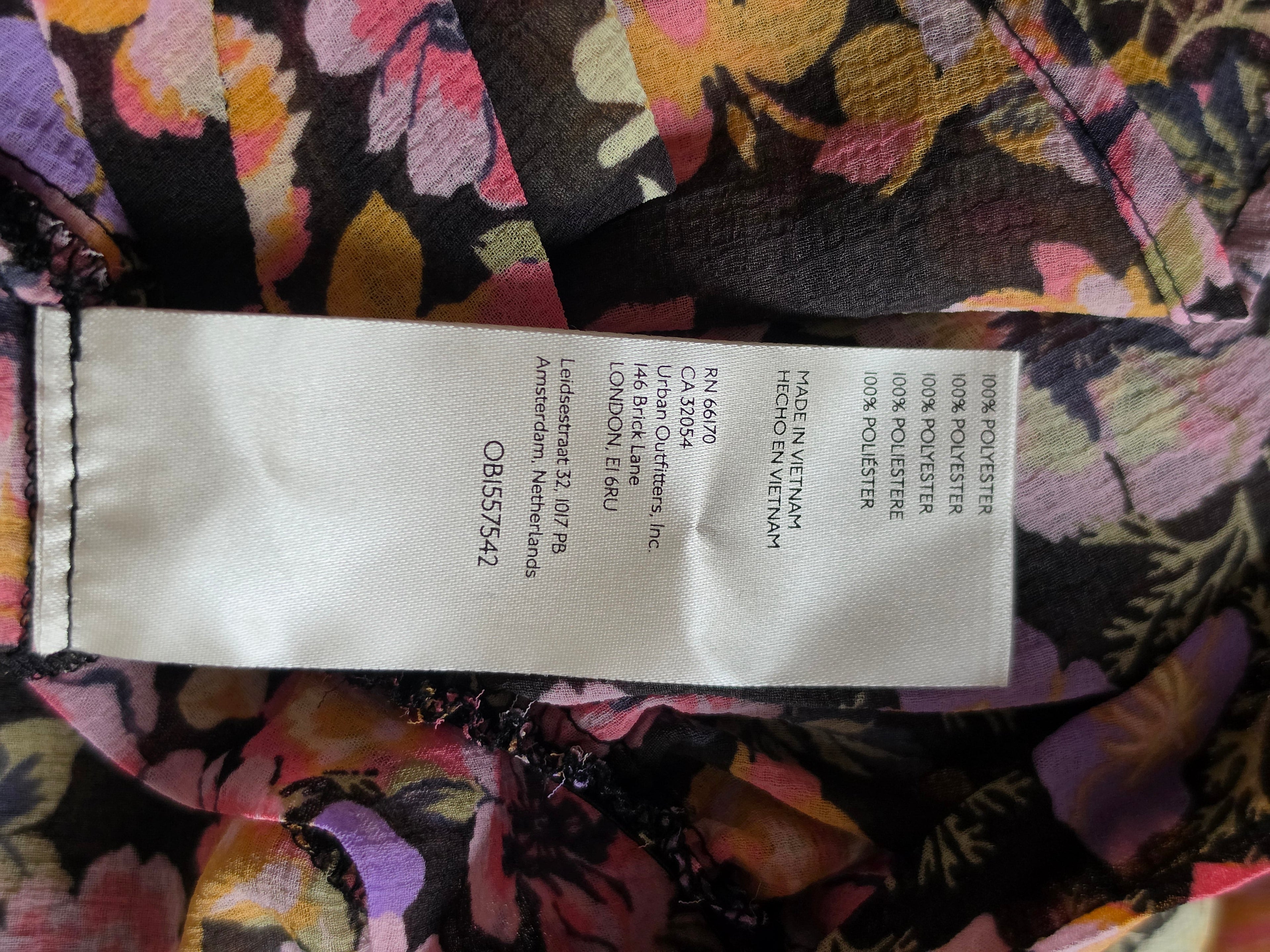 Fallen Petal Blouse – Floral Tie-Front, Bell Sleeve (Black Multi)