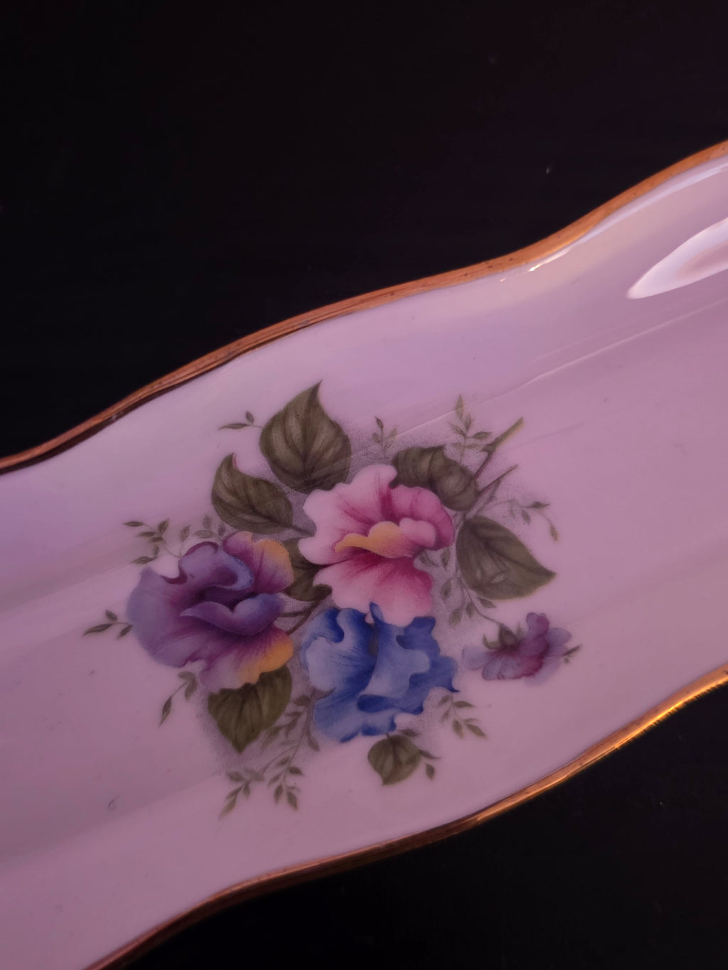 Delicately Painted Floral Bone China Tray