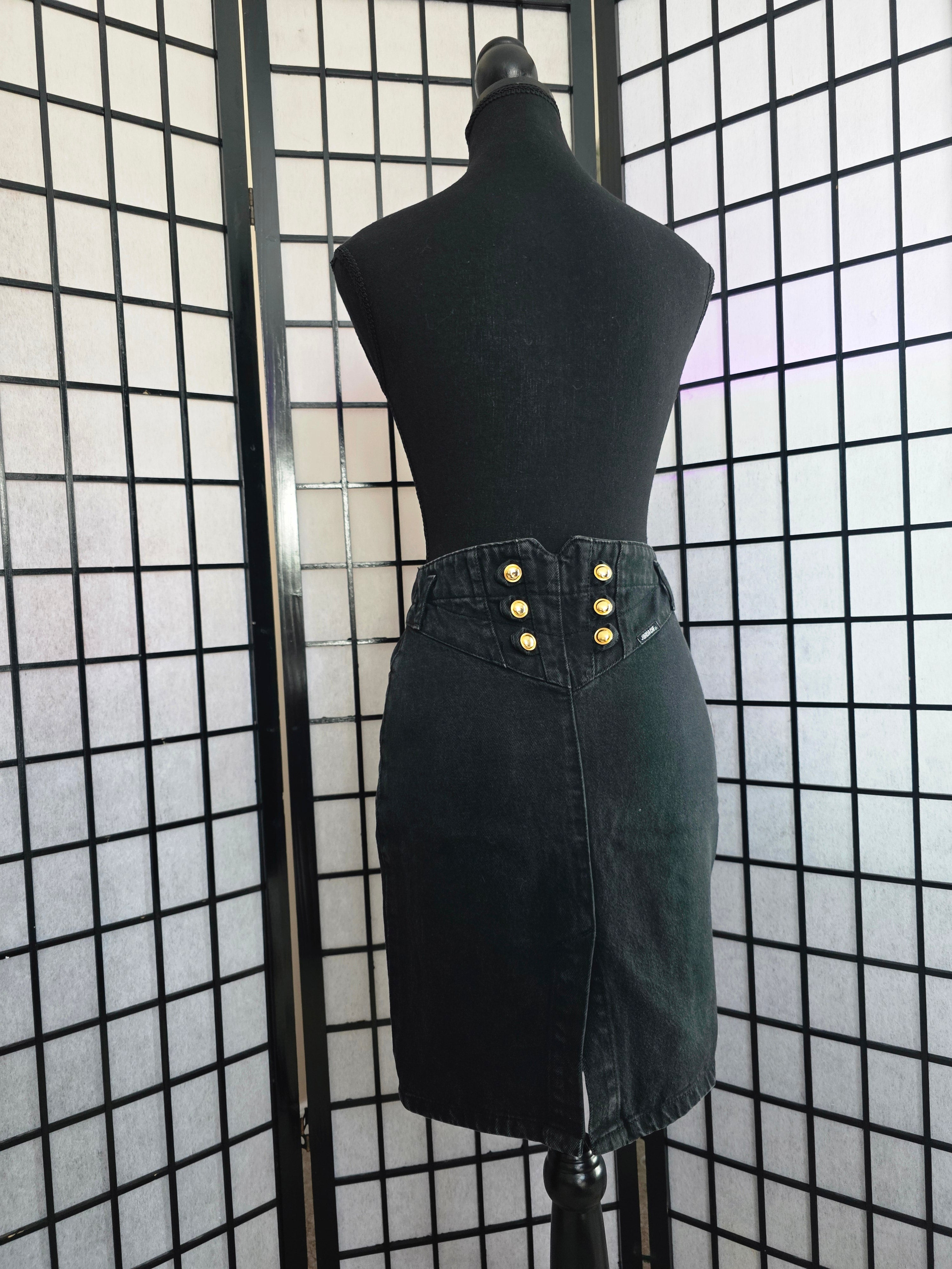 Timelessly Nautical Black Denim Skirt