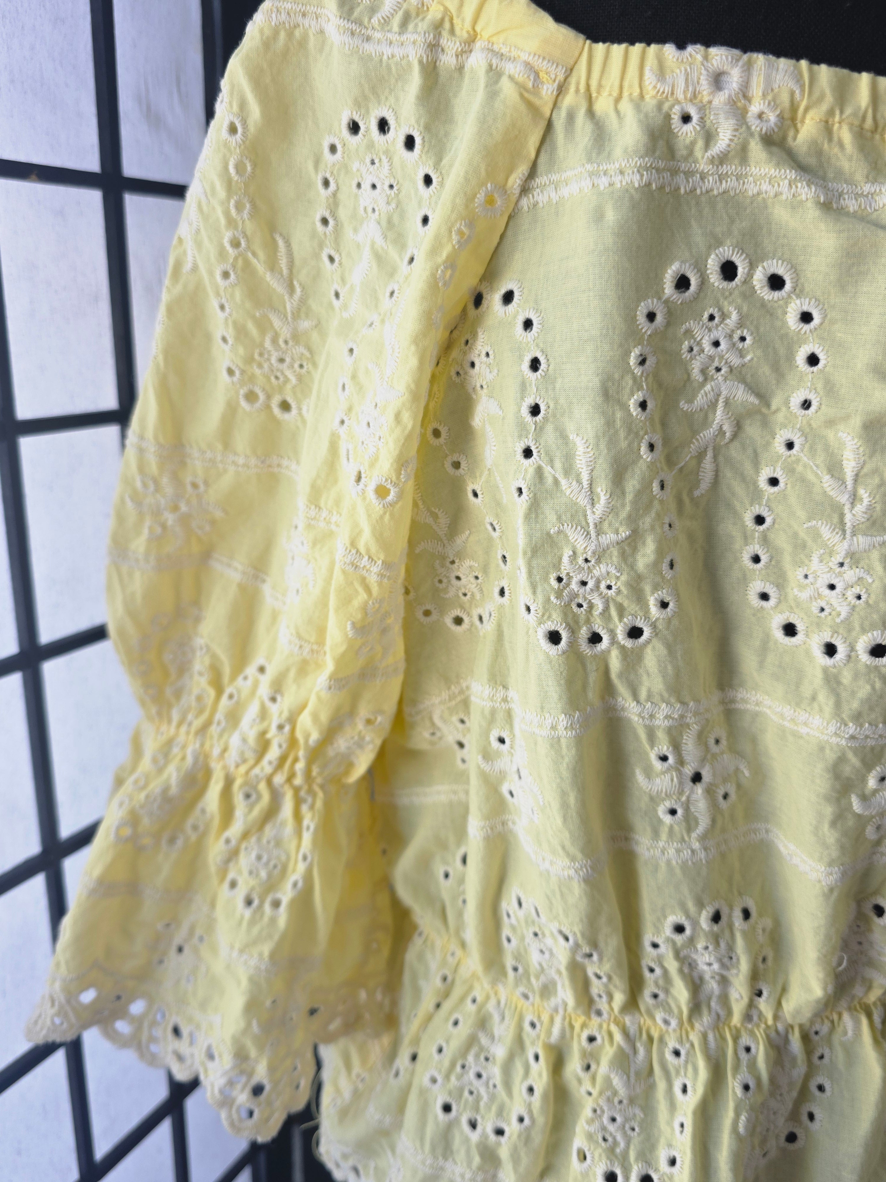 Luminously Embroidered Eyelet Blouse