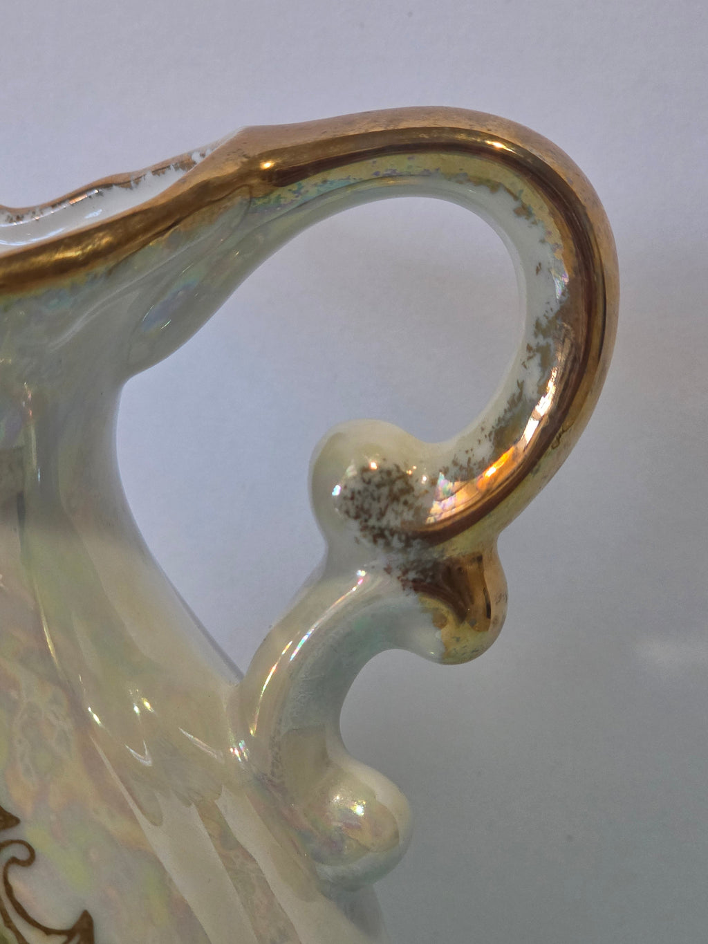 The Homestead Pitcher — Vintage Japanese Lusterware with Currier & Ives Spring Pastoral Scene