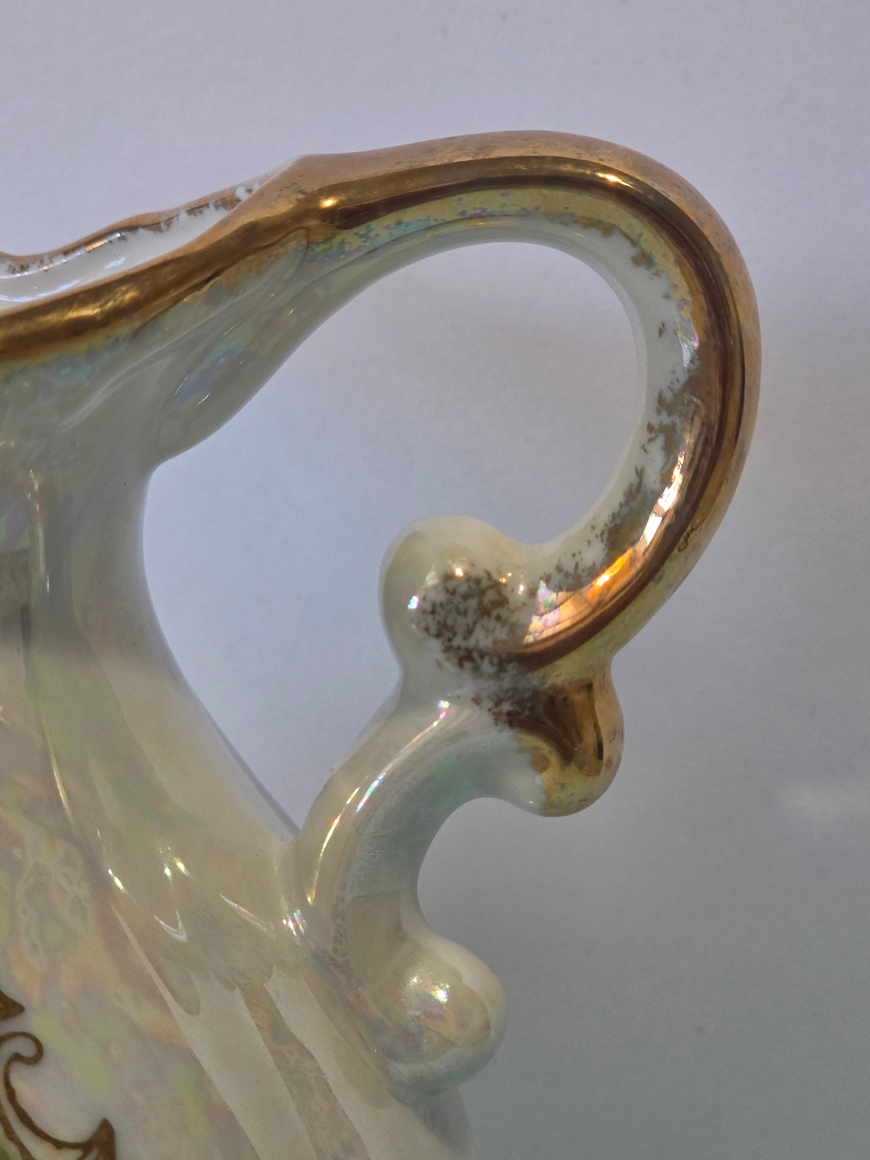 The Homestead Pitcher — Vintage Japanese Lusterware with Currier & Ives Spring Pastoral Scene