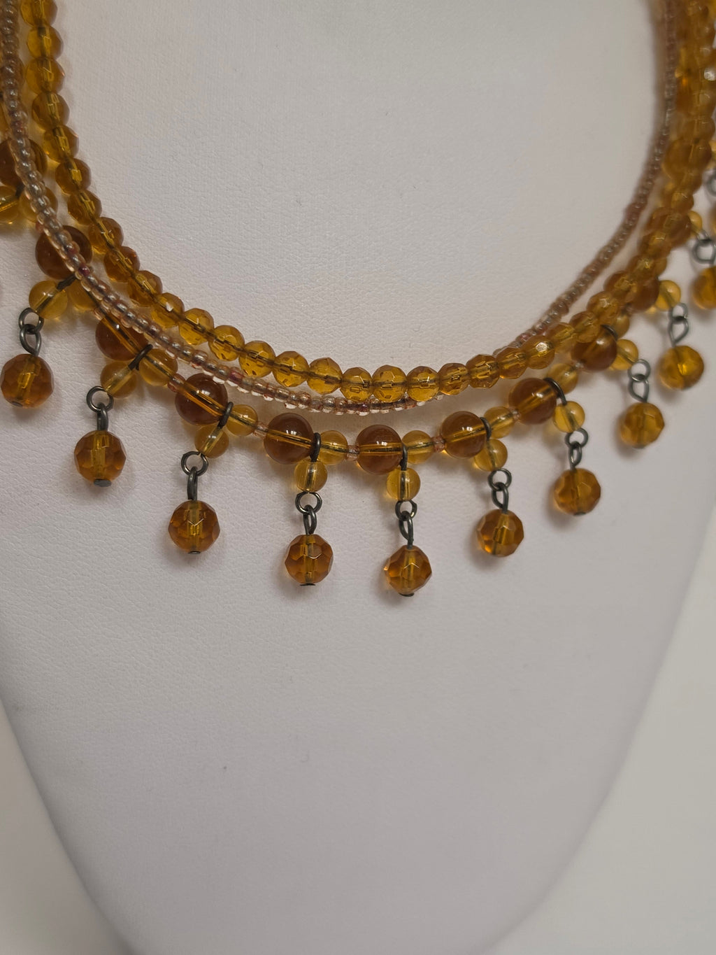 Gilded Reverie Amber Crystal Fringe Necklace