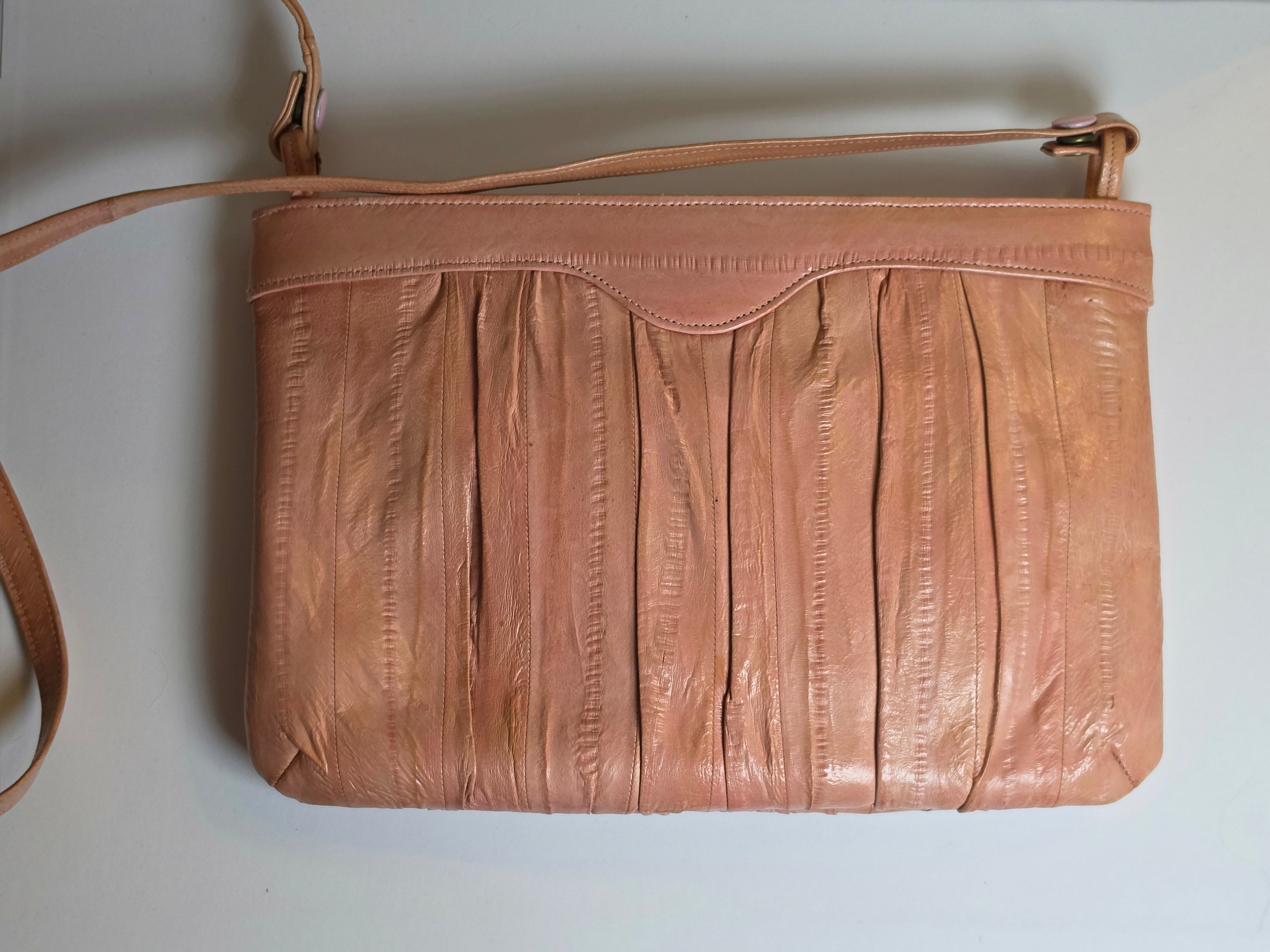 Whispered in Rose — Vintage Genuine Eel Skin Crossbody Bag