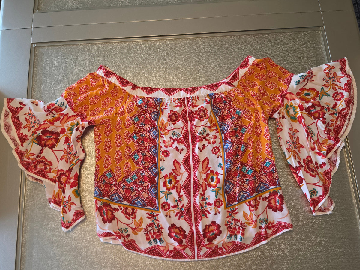 The Soleil Flutter Blouse — Crimson Marigold
