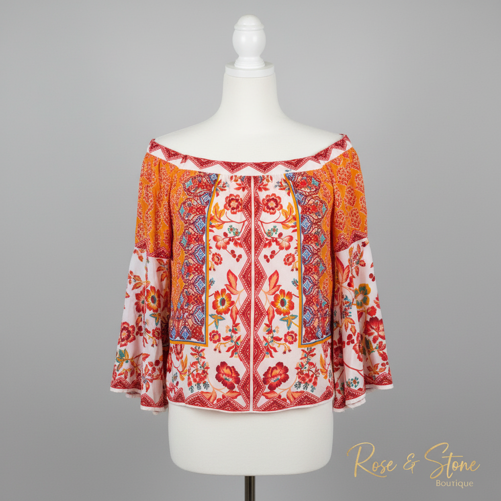 The Soleil Flutter Blouse — Crimson Marigold
