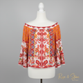 The Soleil Flutter Blouse — Crimson Marigold