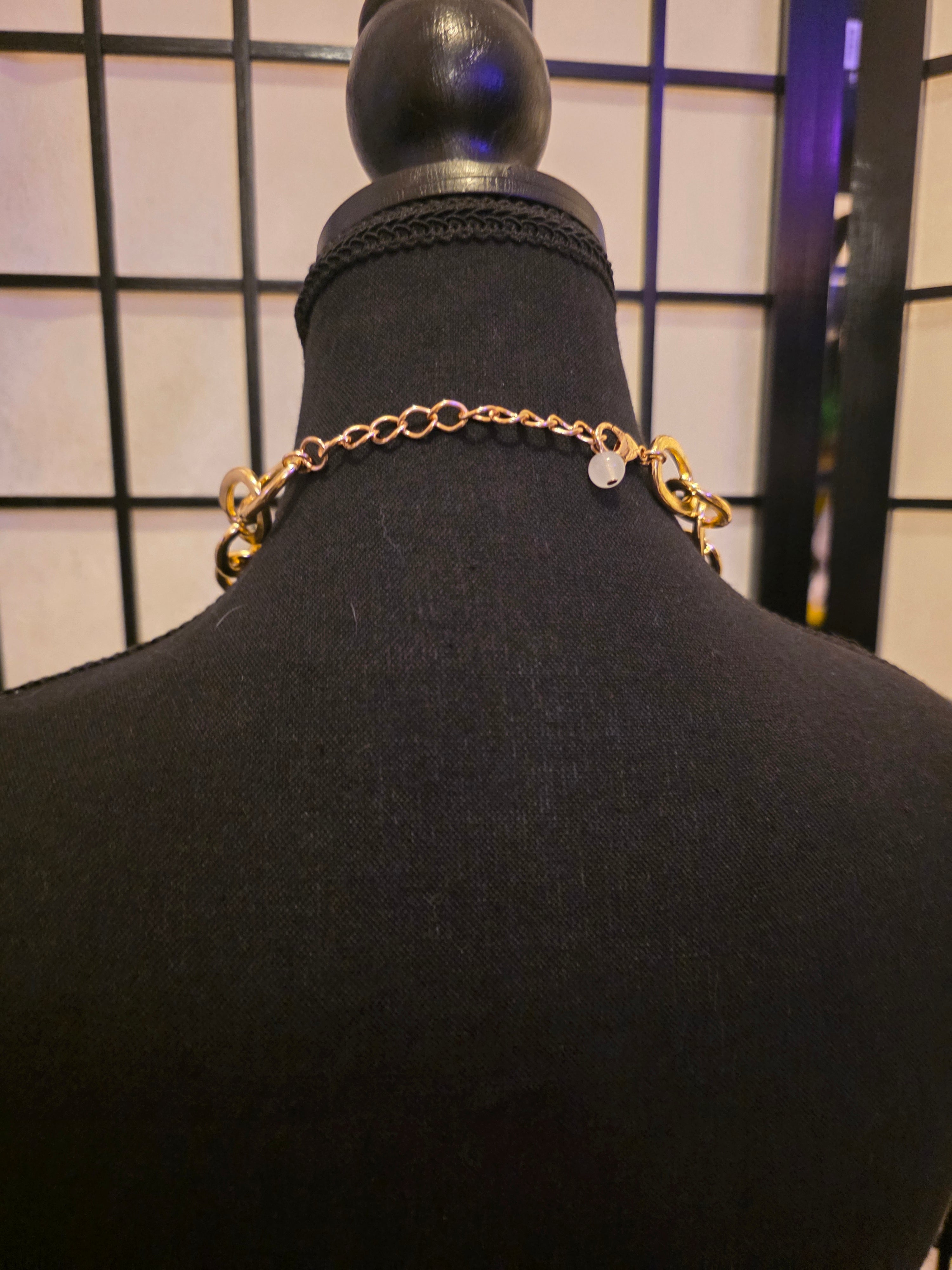 Boldly Intertwined Pink Resin Chain Statement Necklace