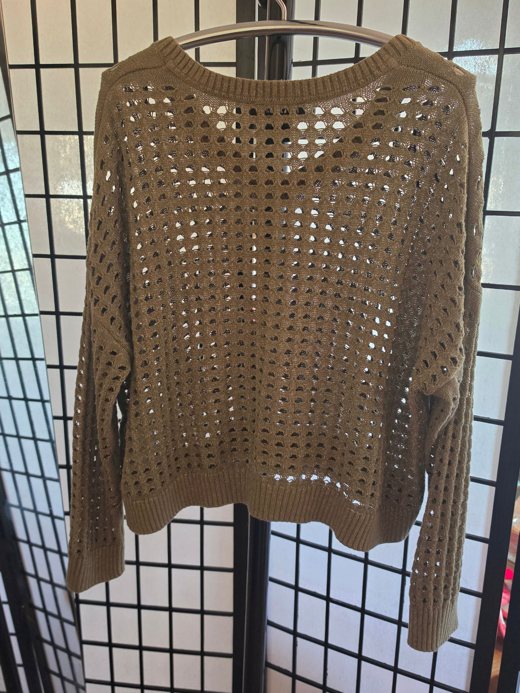 Gilded Shadows Open-Weave Pullover