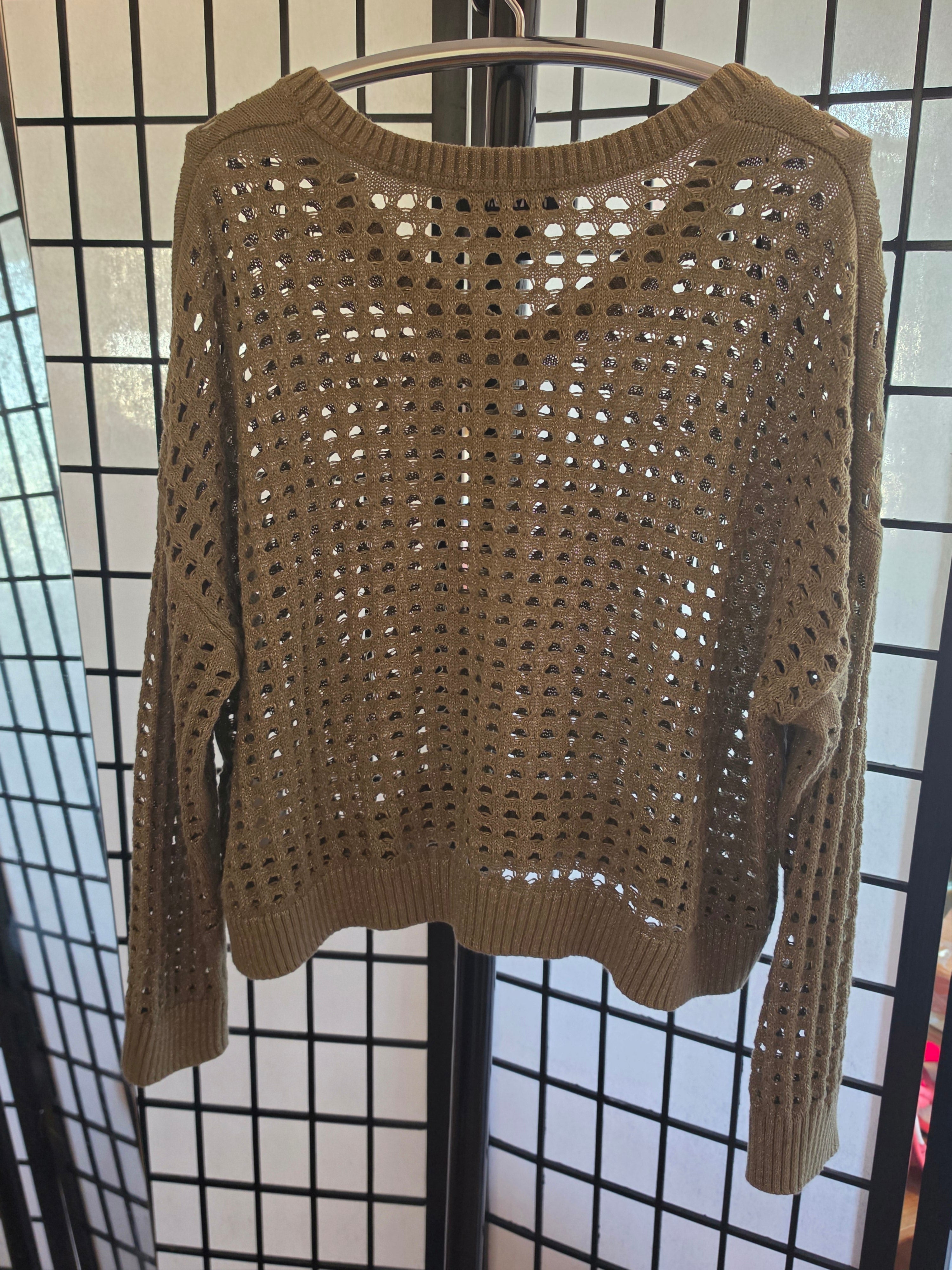 Gilded Shadows Open-Weave Pullover