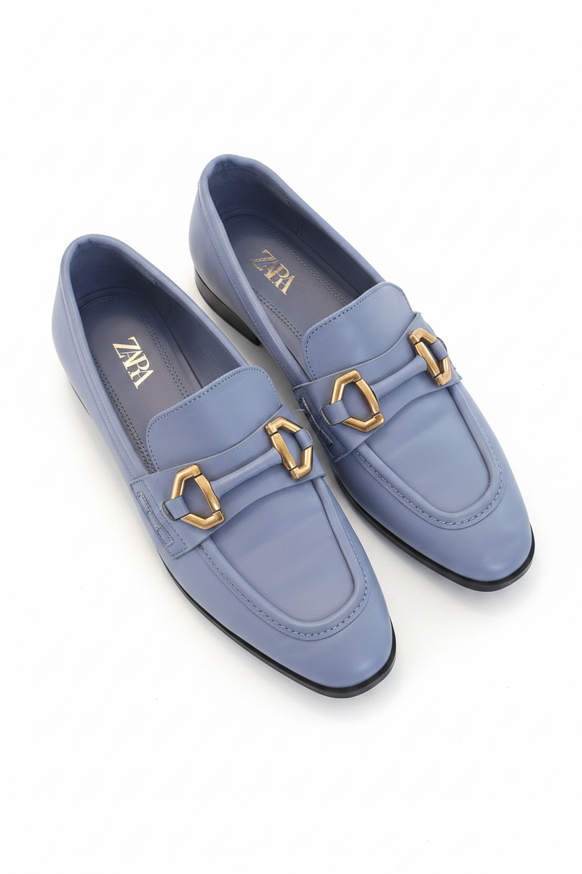 The Periwinkle Bit Loafer — Gold Hardware Flat