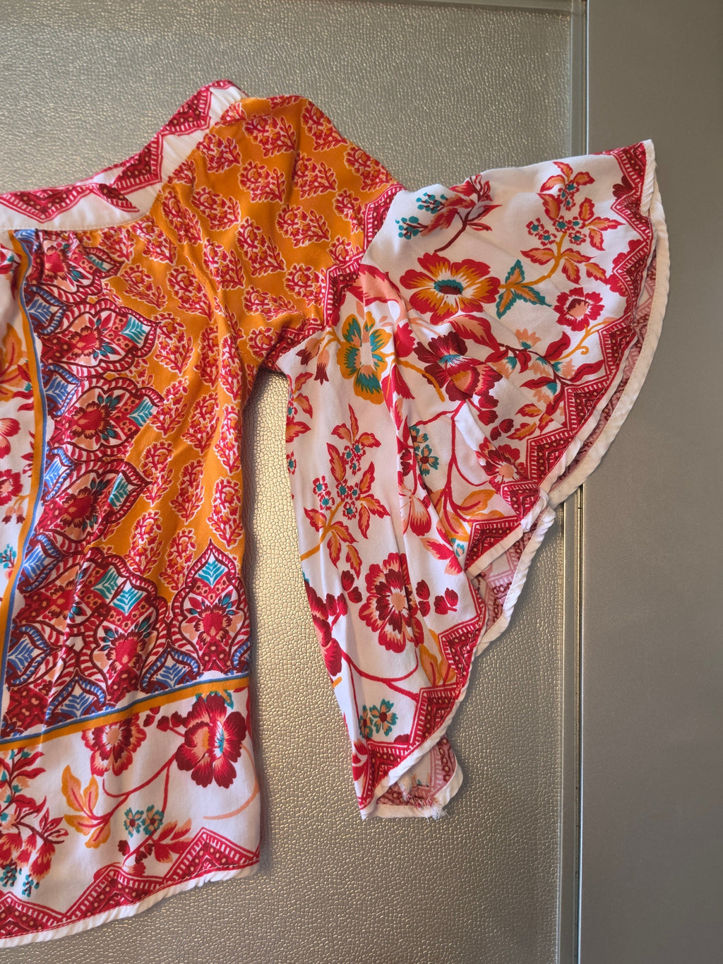 The Soleil Flutter Blouse — Crimson Marigold