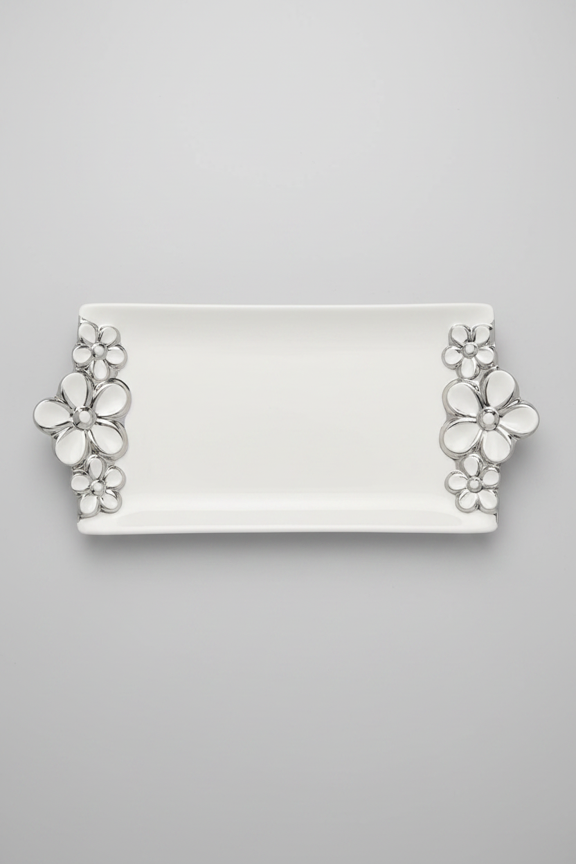 Bloom in Silver — Verdici Design Ceramic Floral Tray