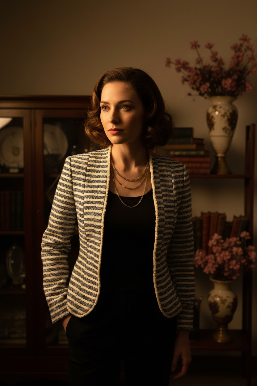 Striped Blazer on Model