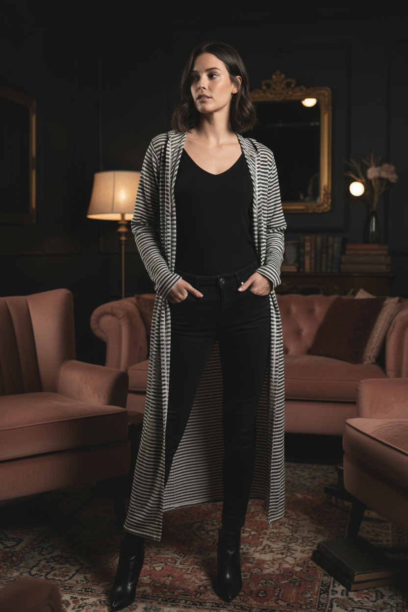 Striped duster casual styling