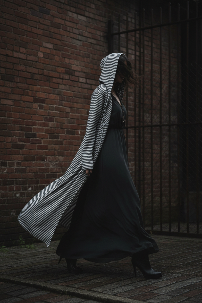 Striped duster outdoor movement