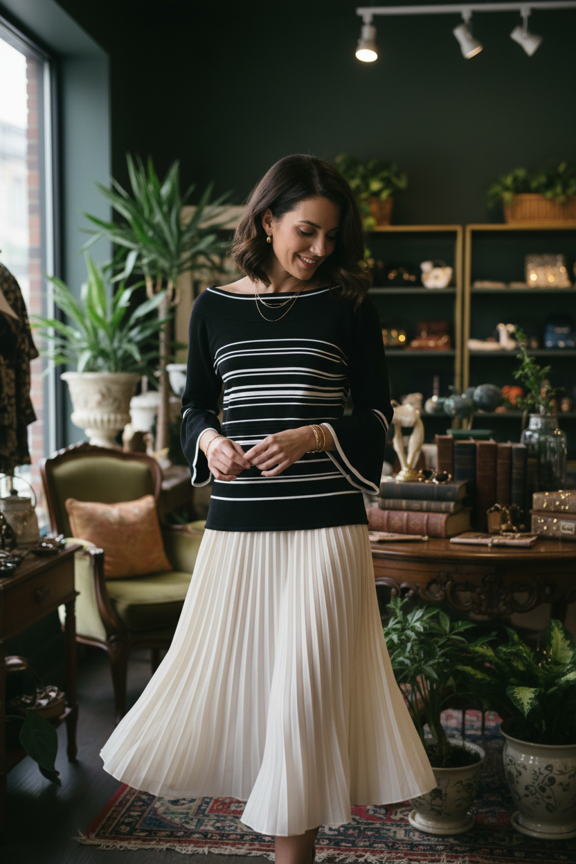 Striped Off-Shoulder Top - Elegant Style