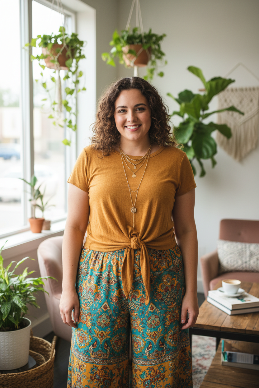 Sunny Days Tie-Bottom Top - Bohemian Style