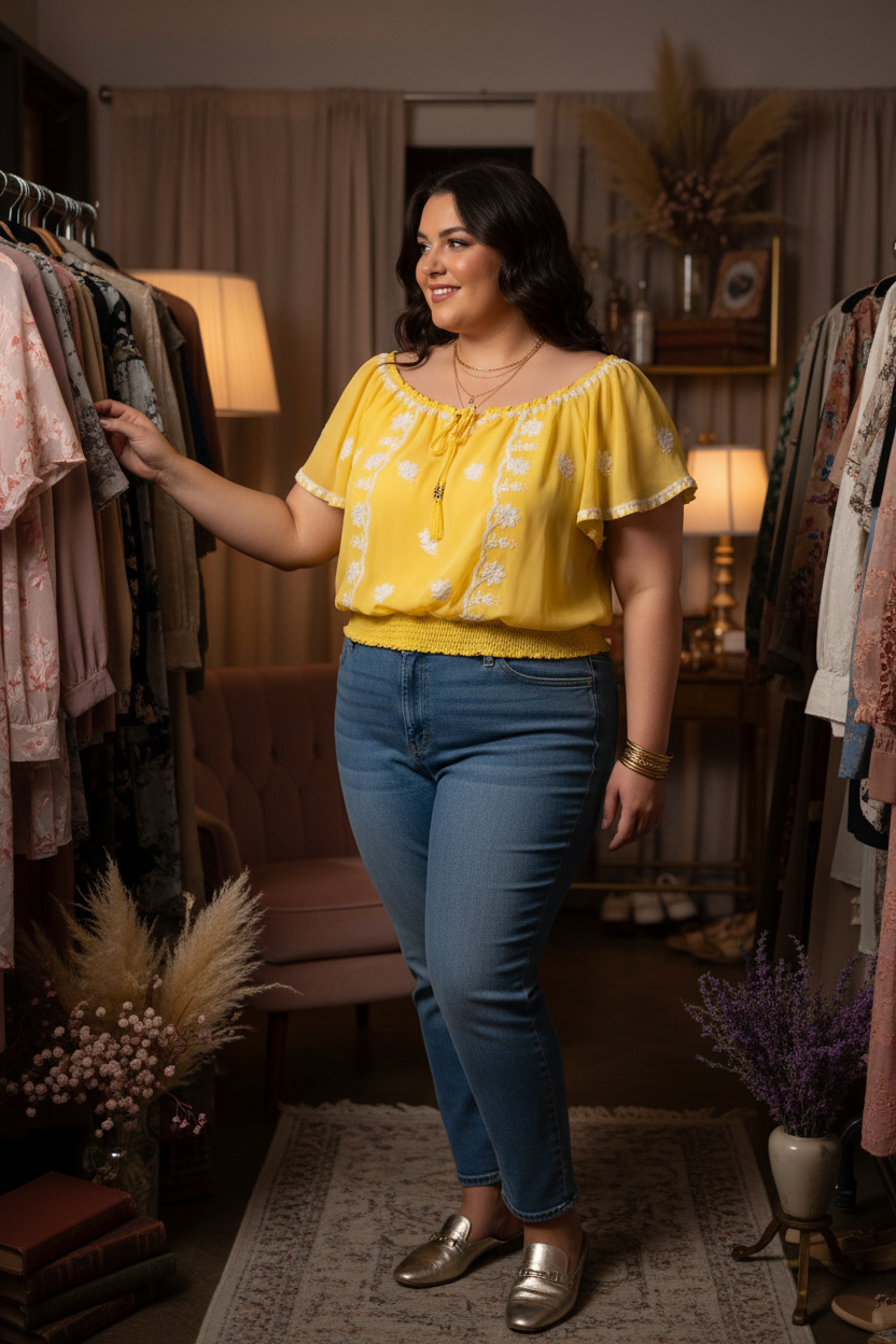 Sunshine Daisy Peasant Top - Boutique Lifestyle