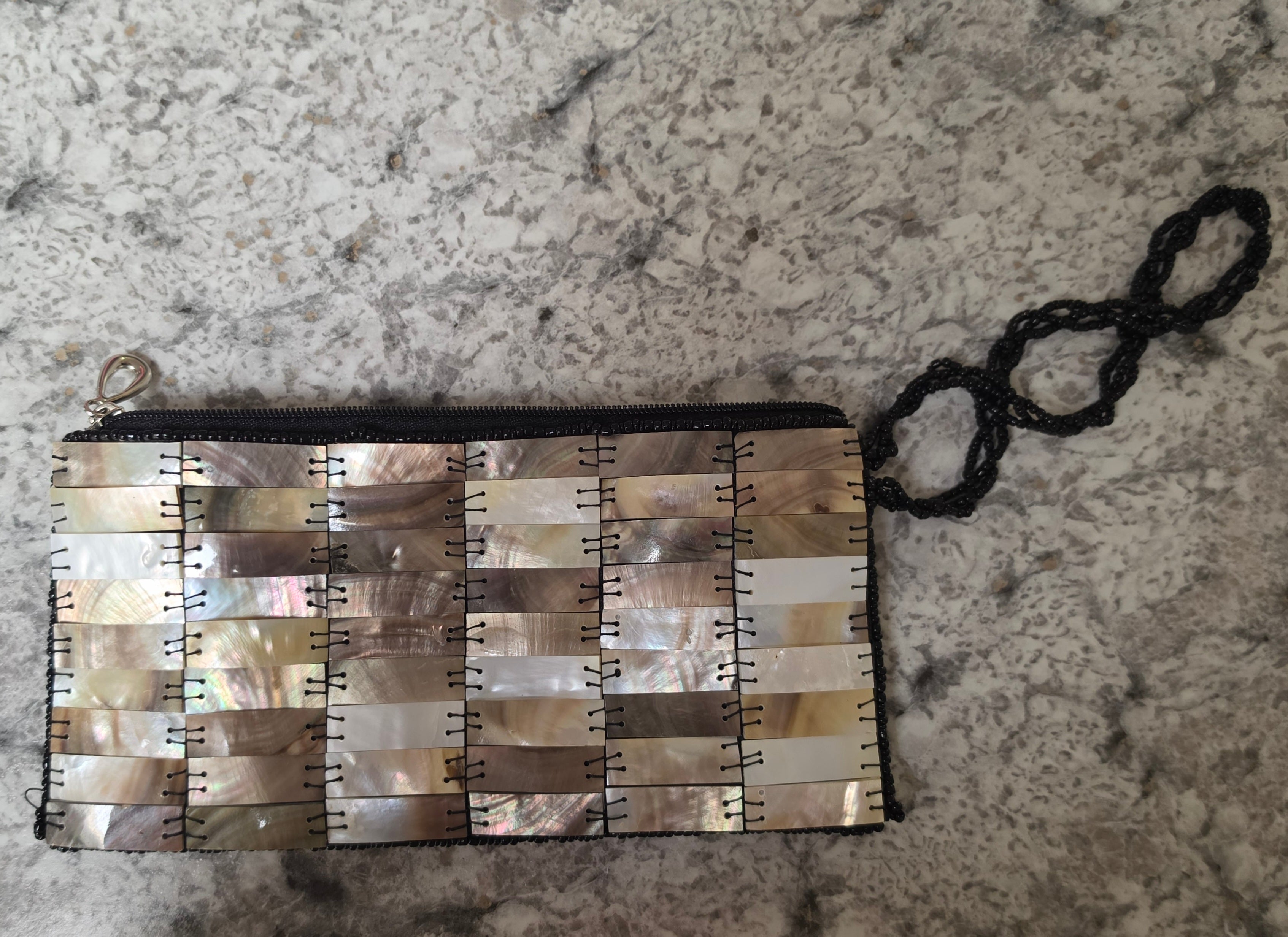 The Tide Keeper Clutch — Mother-of-Pearl Shell Mosaic Wristlet