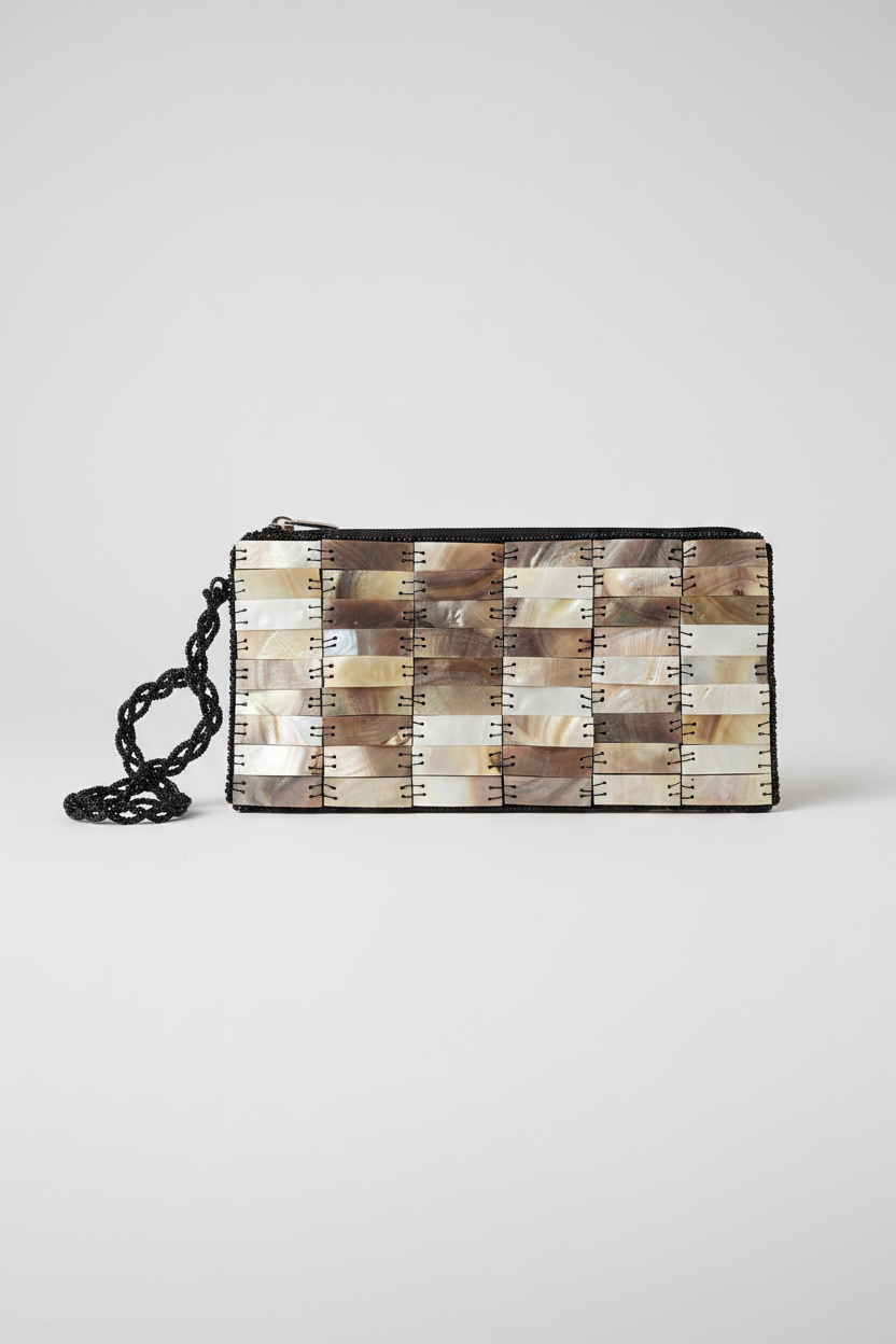 The Tide Keeper Clutch — Mother-of-Pearl Shell Mosaic Wristlet