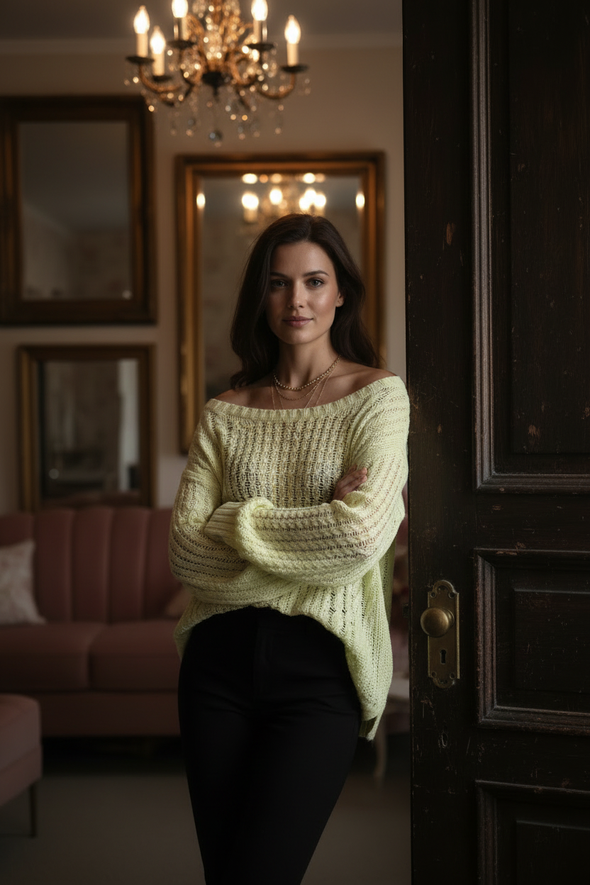 Yellow knit dramatic interior styling - updated