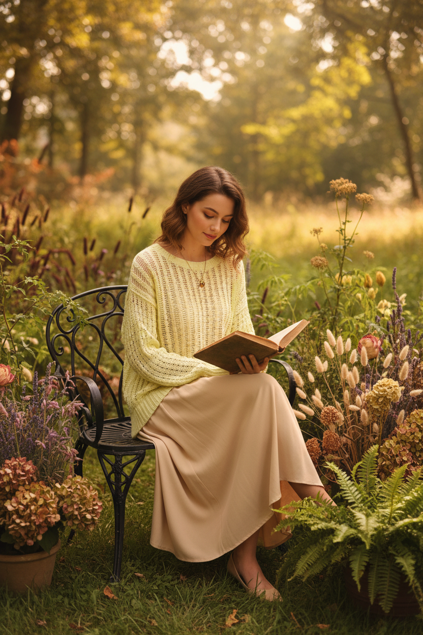 Yellow knit outdoor garden styling - updated